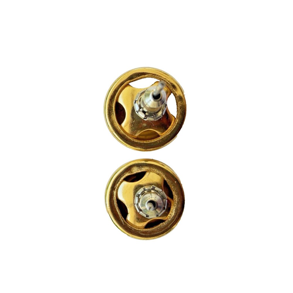 Vintage Gold Tone Dome Stud Earrings Minimalist Classic Button - Picture 4 of 5